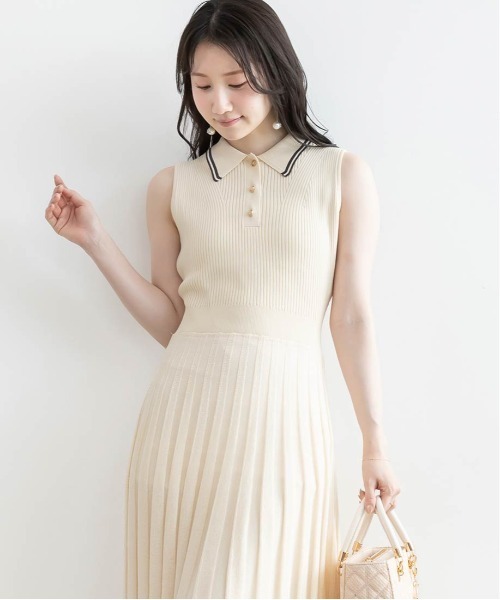 RANDA（ランダ）の「【選べる丈感】ポロニットノースリーブワンピース（ワンピース・レディース・ネイビー/ブルー/クリーム・FREE/FT）」の18枚目の写真