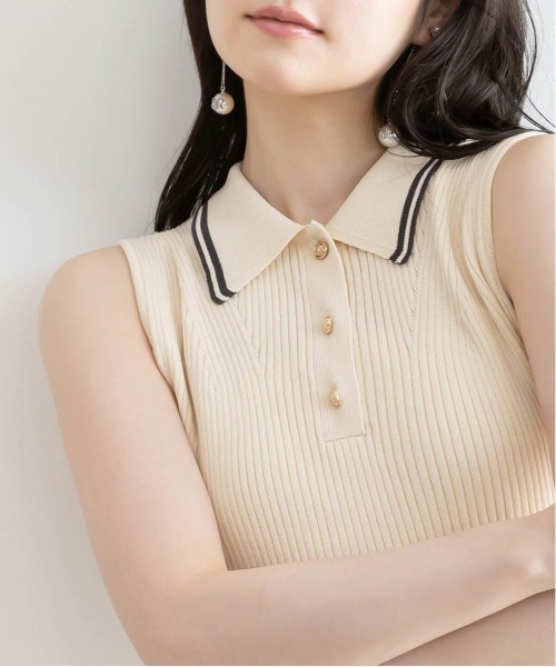 RANDA（ランダ）の「【選べる丈感】ポロニットノースリーブワンピース（ワンピース・レディース・ネイビー/ブルー/クリーム・FREE/FT）」の20枚目の写真