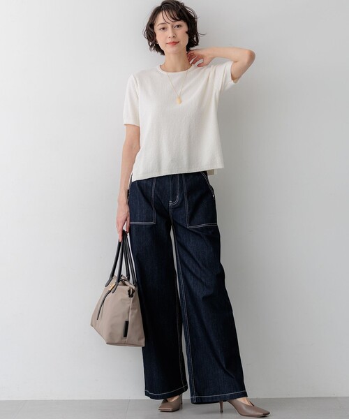 23区 S（ニジュウサンクチイサイサイズ）の「コットンナイロンミニブークレ ニットT（ニット/セーター・レディース・グレー系/ブラウン系/アイボリー系・32）」の12枚目の写真
