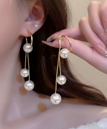 トリプルパール ロングピアス