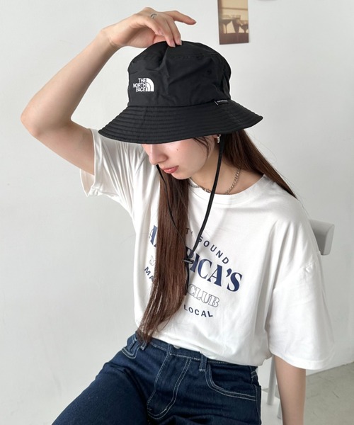 THE NORTH FACE(ザノースフェイス)の「THE NORTH FACE(ザ・ノースフェイス)/吸湿速乾 冷感素材 ナイロンバケットハット サファリハット アドベンチャーハット ロゴ刺繍/TNF LIGHT BUCKET HAT(ハット・レディース・カーキ/ベージュ/ブラック・L/M)」の8枚目の写真