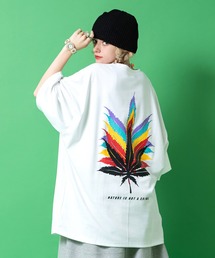 a.p.o.v. レインボーマリファナバックビッグプリントオーバーサイズTシャツ