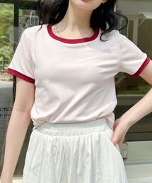 ヴィンテージライク 配色リブ 半袖Tシャツ