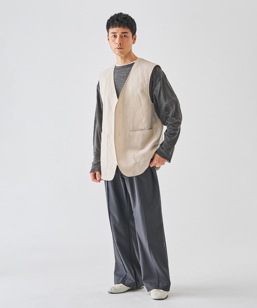 EDIFICE（エディフィス）の「ウールリネン オーバー ベスト（その他アウター・メンズ・ブラウン/アイボリー・MEDIUM/LARGE）」の5枚目の写真