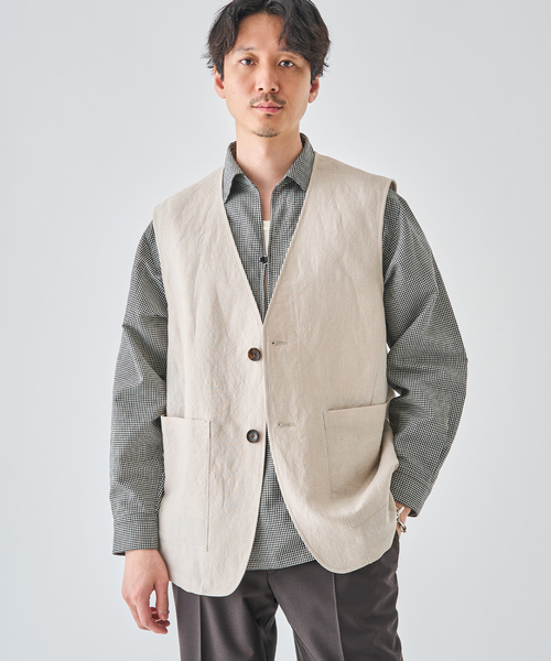 EDIFICE（エディフィス）の「ウールリネン オーバー ベスト（その他アウター・メンズ・ブラウン/アイボリー・MEDIUM/LARGE）」の13枚目の写真
