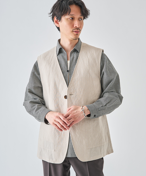 EDIFICE（エディフィス）の「ウールリネン オーバー ベスト（その他アウター・メンズ・ブラウン/アイボリー・MEDIUM/LARGE）」の14枚目の写真
