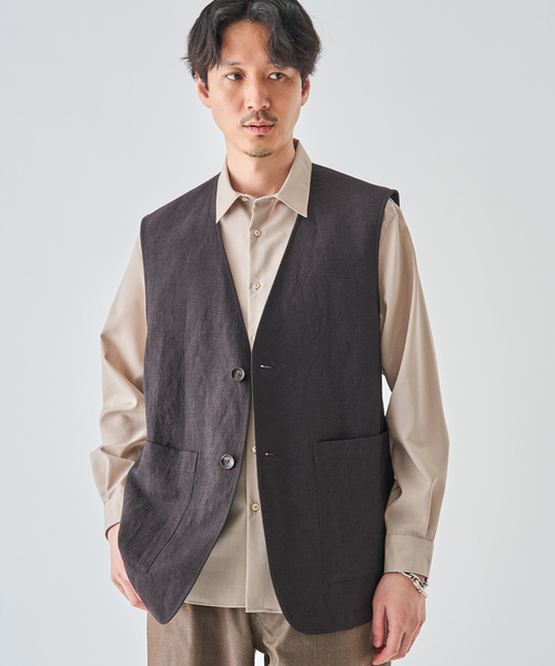 EDIFICE（エディフィス）の「ウールリネン オーバー ベスト（その他アウター・メンズ・ブラウン/アイボリー・MEDIUM/LARGE）」の21枚目の写真