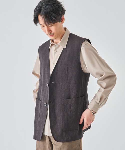 EDIFICE（エディフィス）の「ウールリネン オーバー ベスト（その他アウター・メンズ・ブラウン/アイボリー・MEDIUM/LARGE）」の22枚目の写真