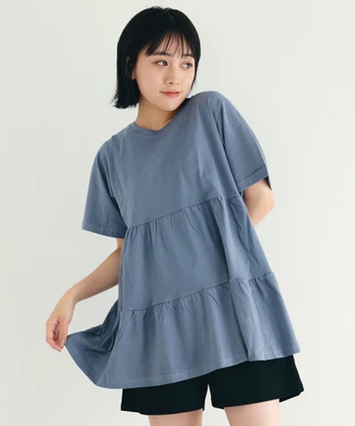merrylatte(メリーラテ)の「ティアードTシャツ【IROHANI】(Tシャツ/カットソー・レディース・ホワイト/グリーン/グレー/ブルー・FREE)」の4枚目の写真