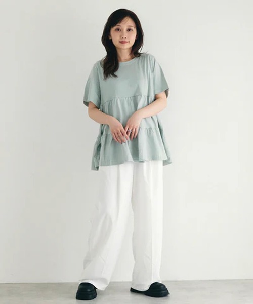 merrylatte(メリーラテ)の「ティアードTシャツ【IROHANI】(Tシャツ/カットソー・レディース・ホワイト/グリーン/グレー/ブルー・FREE)」の6枚目の写真