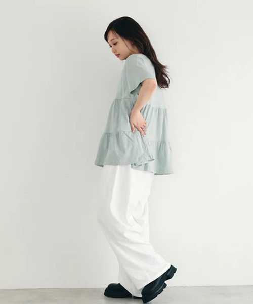 merrylatte(メリーラテ)の「ティアードTシャツ【IROHANI】(Tシャツ/カットソー・レディース・ホワイト/グリーン/グレー/ブルー・FREE)」の7枚目の写真