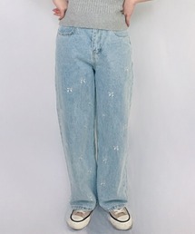 frunco（フランコ）の「リボン刺繍デニムパンツ（デニムパンツ）」