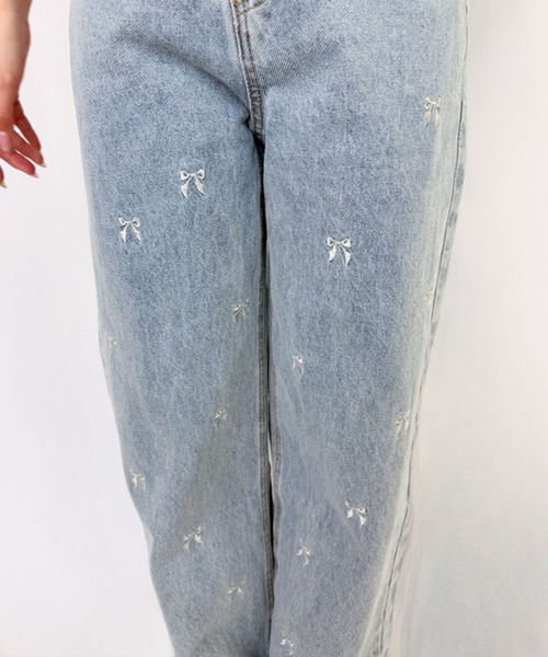 frunco（フランコ）の「リボン刺繍デニムパンツ（デニムパンツ・レディース・ブルー・FREE）」の11枚目の写真