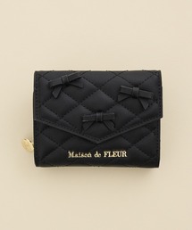 Maison de FLEUR ブラック三つ折り財布 メゾン ド フルール Maison de FLEUR F三つ折りウォレット （ブラック