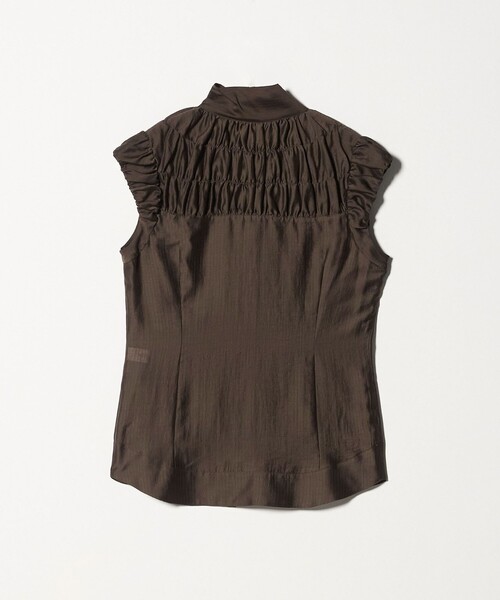 ATTISESSION(アティセッション)の「<ATTISESSION>シアーギャザー ショートスリーブ ブラウス(シャツ/ブラウス・レディース・ダークブラウン/ホワイト・FREE)」の16枚目の写真