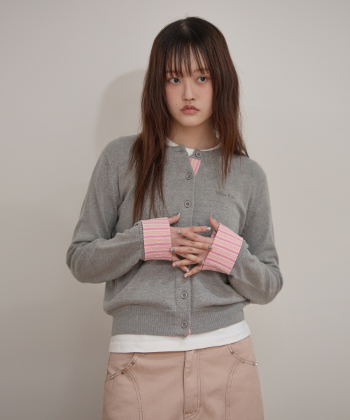 WaiKei(ワイケイ)の「ストライプロールアップカーディガン グレー(カーディガン/ボレロ・レディース・その他・1/2)」の1枚目の写真