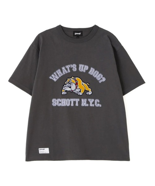 Schott(ショット)の「Schott WHATS UP DOG T-SHIRT(Tシャツ/カットソー・メンズ・チャコール/ホワイト・XL/L/M)」の5枚目の写真