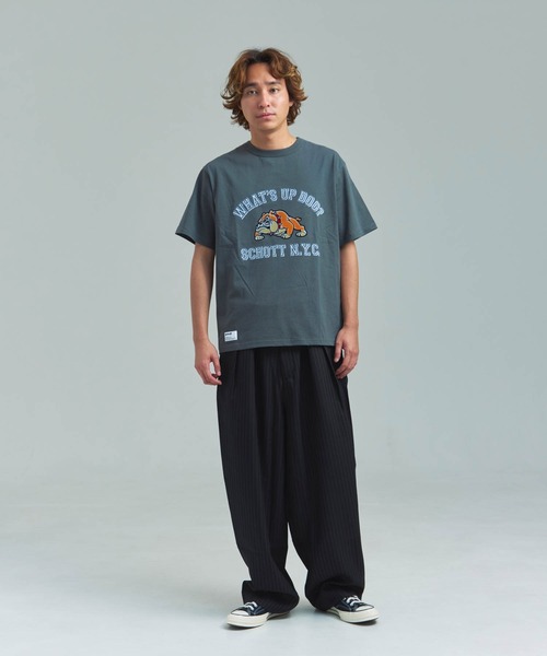 Schott(ショット)の「Schott WHATS UP DOG T-SHIRT(Tシャツ/カットソー・メンズ・チャコール/ホワイト・XL/L/M)」の15枚目の写真