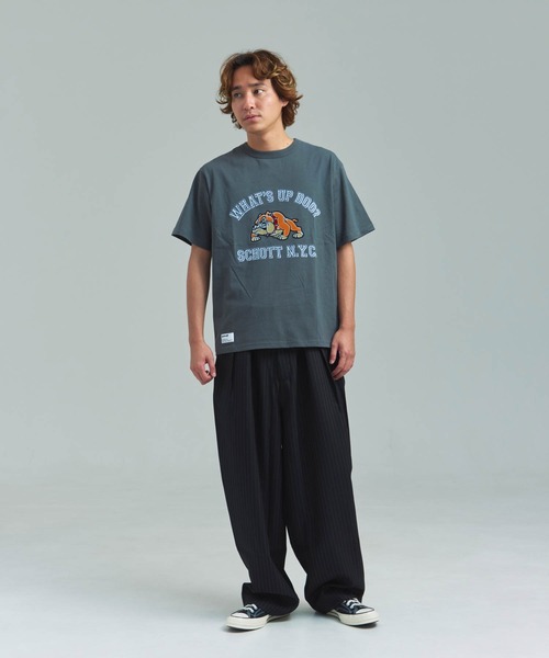 Schott(ショット)の「Schott WHATS UP DOG T-SHIRT(Tシャツ/カットソー・メンズ・チャコール/ホワイト・XL/L/M)」の16枚目の写真