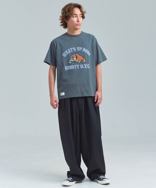Schott(ショット)の「Schott WHATS UP DOG T-SHIRT(Tシャツ/カットソー・メンズ・チャコール/ホワイト・XL/L/M)」の17枚目の写真
