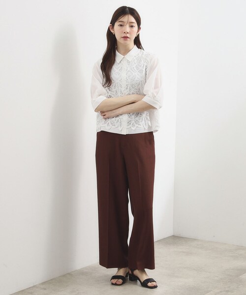 grove(グローブ)の「【2点SET・二の腕カバー】レースベスト×シアーブラウスSET(シャツ/ブラウス・レディース・オフホワイト/ブラック/ライトブルー・01/02/03/04)」の11枚目の写真