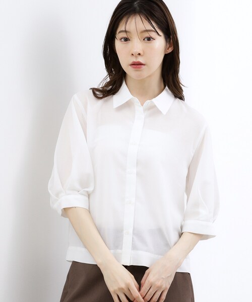 grove(グローブ)の「【2点SET・二の腕カバー】レースベスト×シアーブラウスSET(シャツ/ブラウス・レディース・オフホワイト/ブラック/ライトブルー・01/02/03/04)」の19枚目の写真