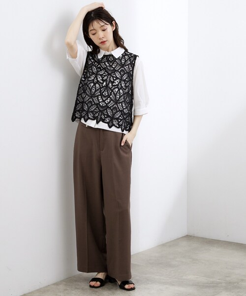 grove(グローブ)の「【2点SET・二の腕カバー】レースベスト×シアーブラウスSET(シャツ/ブラウス・レディース・オフホワイト/ブラック/ライトブルー・01/02/03/04)」の21枚目の写真