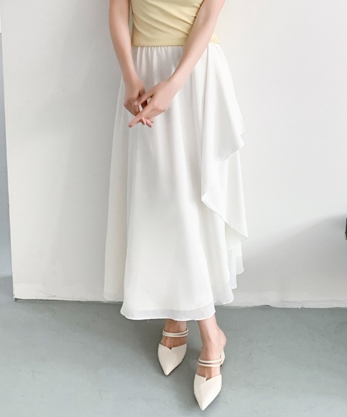 LOWO(ロワ)の「S~L展開 / 普段使いからパーティーまで。上品フリルスカート(スカート・レディース・アイボリー/ブラック・S/M/L)」の9枚目の写真