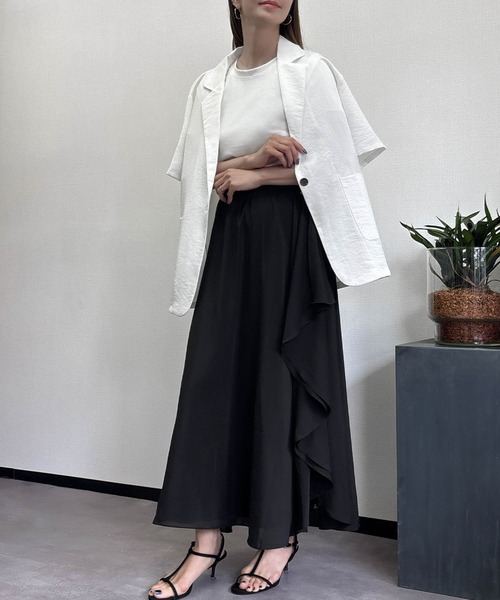 LOWO(ロワ)の「S~L展開 / 普段使いからパーティーまで。上品フリルスカート(スカート・レディース・アイボリー/ブラック・S/M/L)」の11枚目の写真