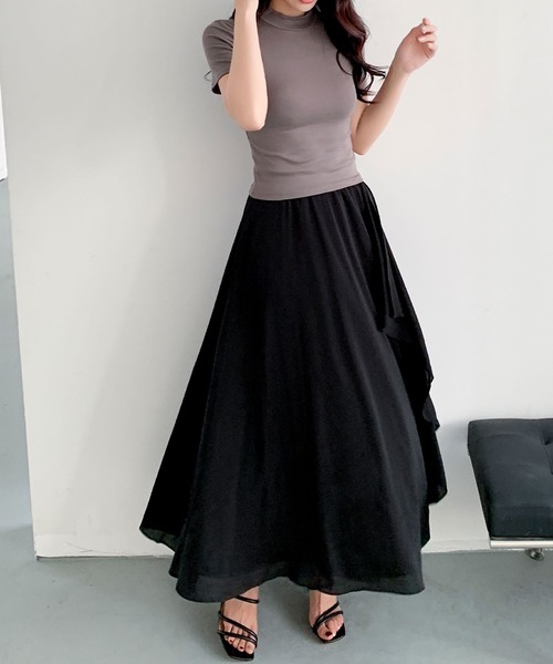 LOWO(ロワ)の「S~L展開 / 普段使いからパーティーまで。上品フリルスカート(スカート・レディース・アイボリー/ブラック・S/M/L)」の12枚目の写真