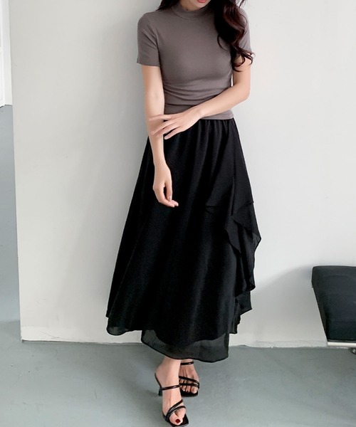LOWO(ロワ)の「S~L展開 / 普段使いからパーティーまで。上品フリルスカート(スカート・レディース・アイボリー/ブラック・S/M/L)」の13枚目の写真