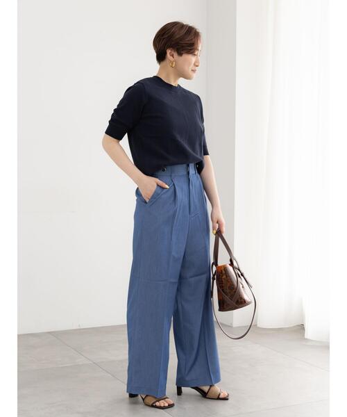 Te chichi（テチチ）の「デニムライクシルキータッチワイドパンツ（その他パンツ・レディース・ネイビー/ブルー・M/S）」の14枚目の写真