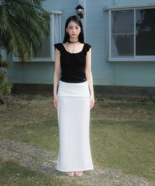 ROSEFRANTZ（ロゼフランツ）の「Ribbon Shirring Sleeveless [Black]（Tシャツ/カットソー・レディース・ブラック・OS）」の2枚目の写真