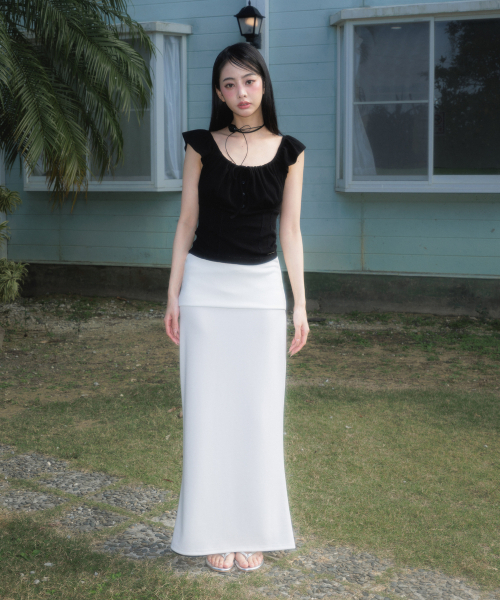 ROSEFRANTZ（ロゼフランツ）の「Ribbon Shirring Sleeveless [Black]（Tシャツ/カットソー・レディース・ブラック・OS）」の3枚目の写真