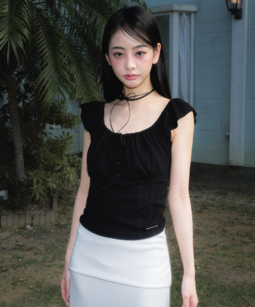 ROSEFRANTZ（ロゼフランツ）の「Ribbon Shirring Sleeveless [Black]（Tシャツ/カットソー・レディース・ブラック・OS）」の8枚目の写真