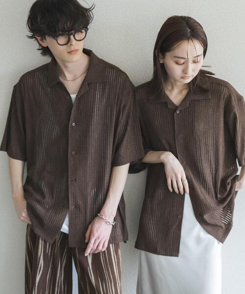 SENSE OF PLACE by URBAN RESEARCH(センスオブプレイスバイアーバンリサーチ)の「『ユニセックス』アソートレースオープンカラーショートスリーブシャツ(シャツ/ブラウス・メンズ・アイボリー/ブラック/ブラウン/チャコールグレー/ホワイト/ネイビー・X-LARGE/SMALL/MEDIUM/LARGE)」の14枚目の写真