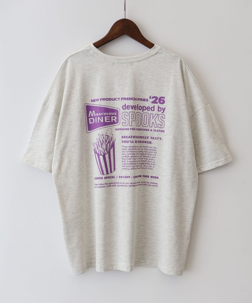 SpRay(スプレイ)の「ポテトおばけBIG Tシャツ(Tシャツ/カットソー・レディース・ブラック/ブラウン/オフホワイト/アイボリー/オートミール・FREE)」の5枚目の写真