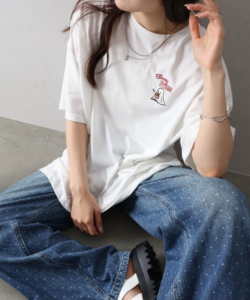 SpRay(スプレイ)の「ポテトおばけBIG Tシャツ(Tシャツ/カットソー・レディース・ブラック/ブラウン/オフホワイト/アイボリー/オートミール・FREE)」の10枚目の写真