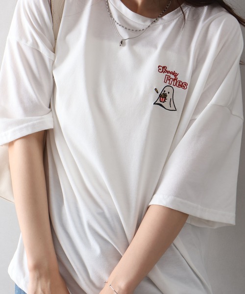 SpRay(スプレイ)の「ポテトおばけBIG Tシャツ(Tシャツ/カットソー・レディース・ブラック/ブラウン/オフホワイト/アイボリー/オートミール・FREE)」の11枚目の写真