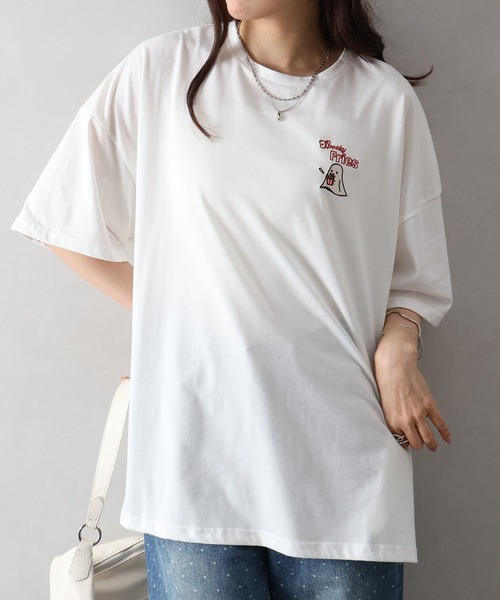 SpRay(スプレイ)の「ポテトおばけBIG Tシャツ(Tシャツ/カットソー・レディース・ブラック/ブラウン/オフホワイト/アイボリー/オートミール・FREE)」の12枚目の写真