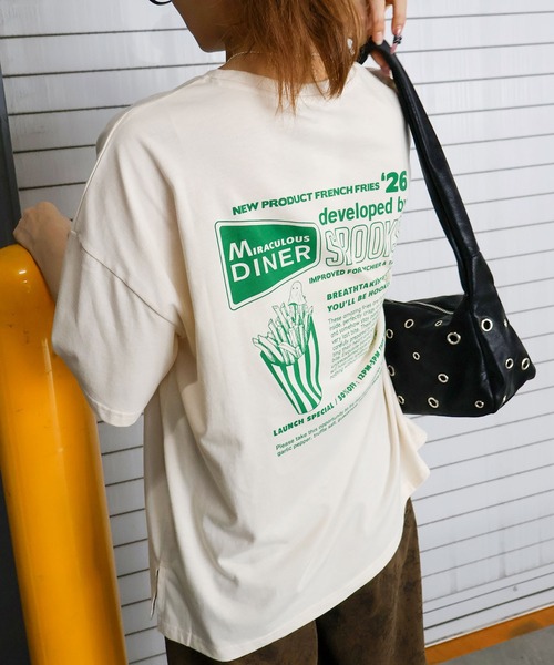 SpRay（スプレイ）の「ポテトおばけBIG Tシャツ（Tシャツ/カットソー・レディース・ブラック/ブラウン/オフホワイト/アイボリー/オートミール・FREE）」の22枚目の写真