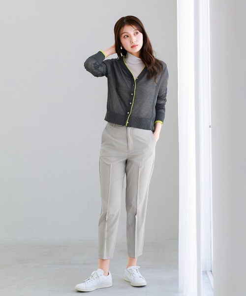 WHITE JOOLA(ホワイトジョーラ)の「【 UVカット・速乾・洗える 】 リネンライクツイル・テーパードパンツ(スラックス・レディース・グレー/ブルーグレー/ネイビー/モカ・S/L/M)」の7枚目の写真