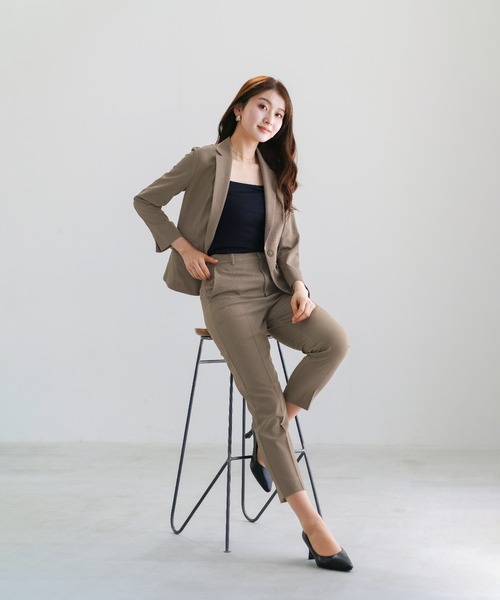 WHITE JOOLA(ホワイトジョーラ)の「【 UVカット・速乾・洗える 】 リネンライクツイル・テーパードパンツ(スラックス・レディース・グレー/ブルーグレー/ネイビー/モカ・S/L/M)」の9枚目の写真