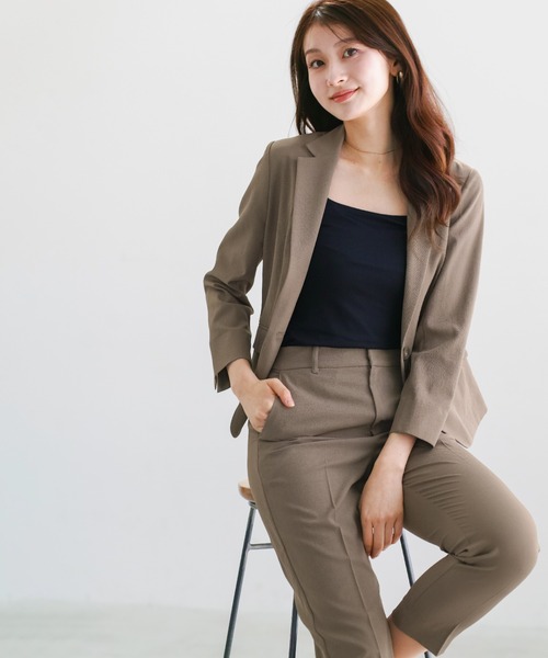 WHITE JOOLA(ホワイトジョーラ)の「【 UVカット・速乾・洗える 】 リネンライクツイル・テーパードパンツ(スラックス・レディース・グレー/ブルーグレー/ネイビー/モカ・S/L/M)」の10枚目の写真