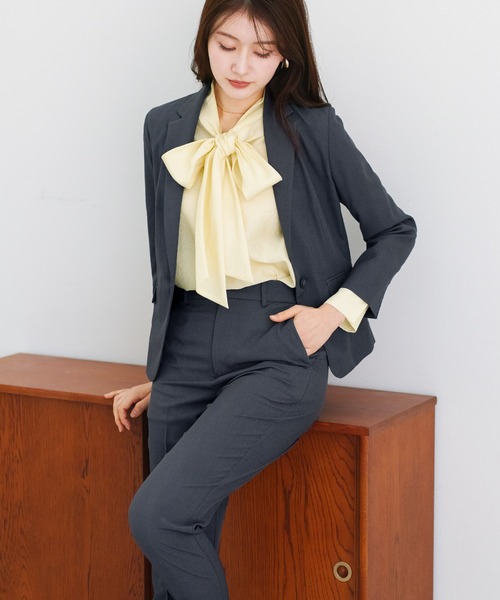 WHITE JOOLA(ホワイトジョーラ)の「【 UVカット・速乾・洗える 】 リネンライクツイル・テーパードパンツ(スラックス・レディース・グレー/ブルーグレー/ネイビー/モカ・S/L/M)」の12枚目の写真