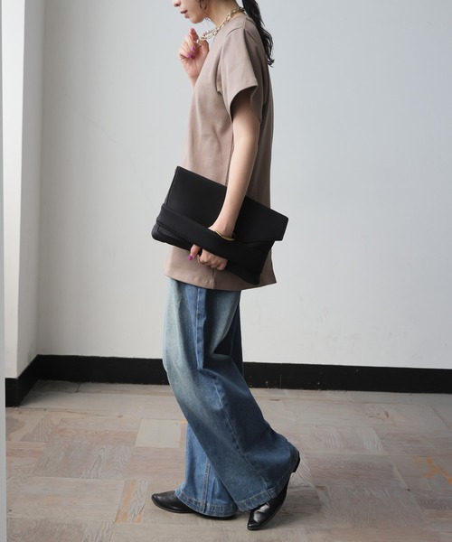 antiqua（アンティカ）の「綿混 半袖 無地  Tシャツ（Tシャツ/カットソー・レディース・ベージュ/ホワイト・M）」の14枚目の写真