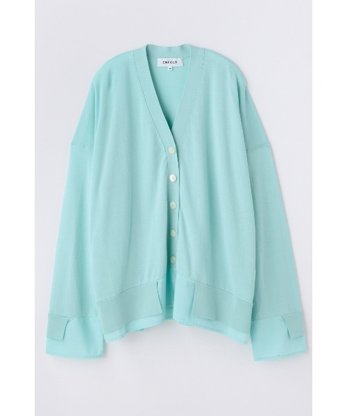 ENFOLD(エンフォルド)の「FABRIC DOCKING CARDIGAN(カーディガン/ボレロ・レディース・ブラック/ミント/ホワイト・38)」の3枚目の写真