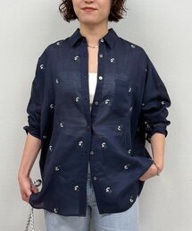 loungedress ネイビーブラウス　FREE Loungedress（ラウンジドレス） ブラウス シャツ バイヤスロング