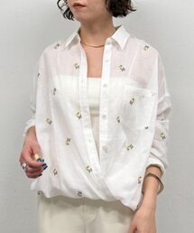 Loungedress ラウンジドレス　配色フレンチブラウス 大人気につき再登場！】カットジョーゼットフレンチブラウス