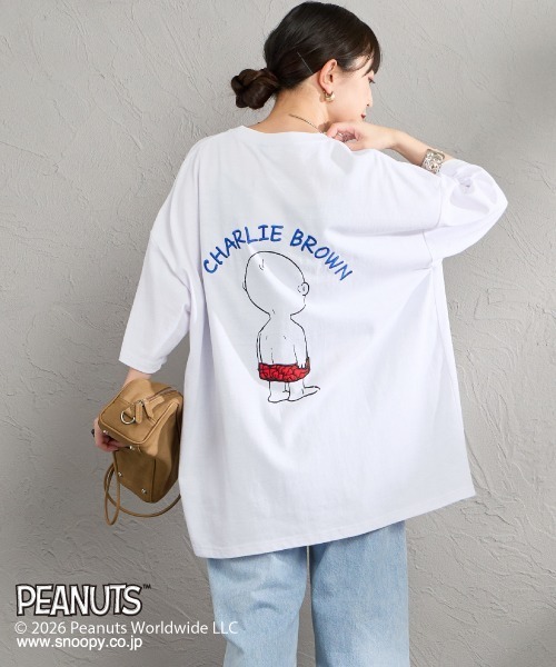 PEANUTS（ピーナッツ）の「[PEANUTS×JEANS FACTORY/ピーナッツ×ジーンズ ファクトリー] チャーリー・ブラウン / 刺繍プリントTシャツ（Tシャツ/カットソー・レディース・スミクロ/グレイッシュベージュ/ホワイト・S/M/L）」の17枚目の写真